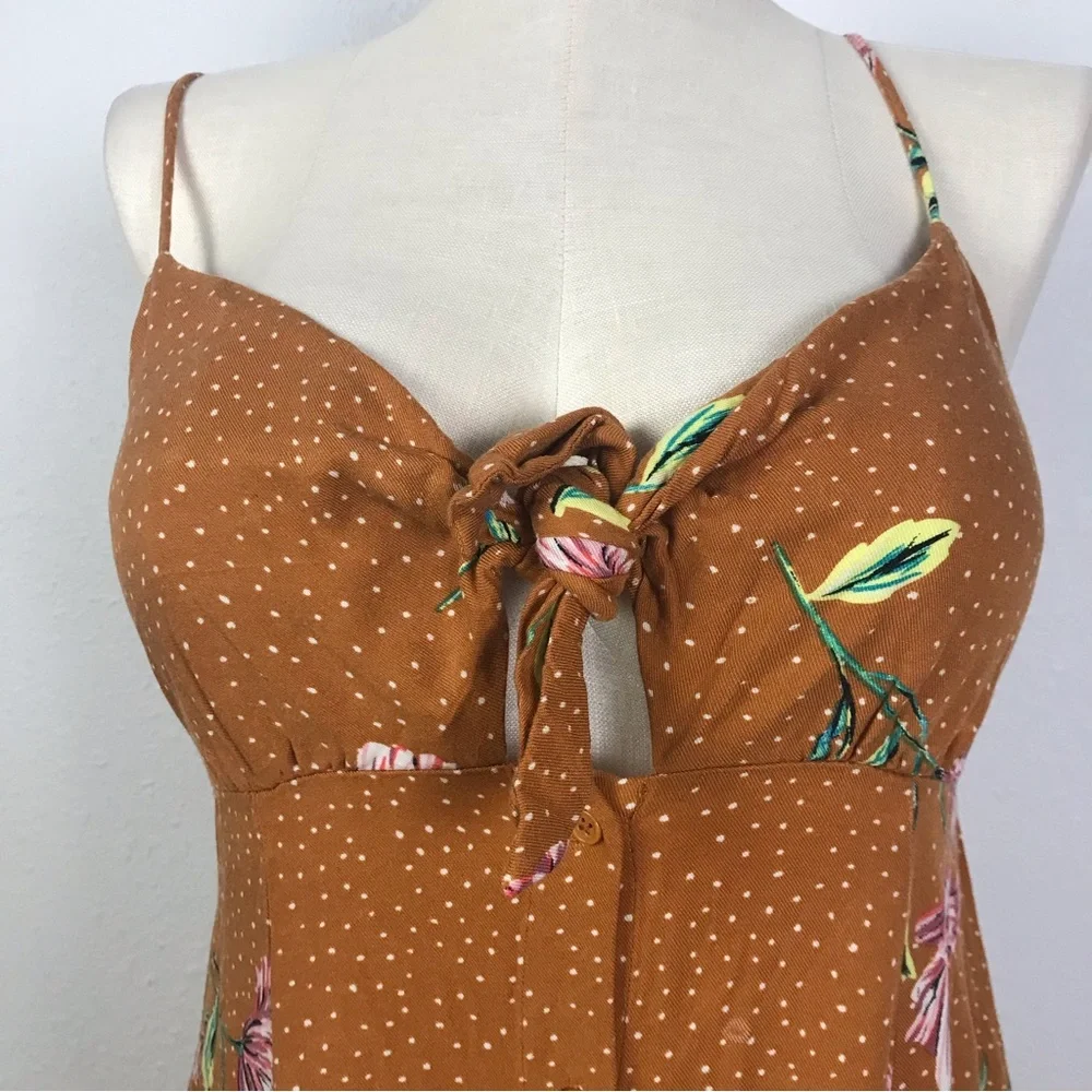 Xhilaration Asymmetrical Dress Women’s Size L Color Brown Print Floral Pullover - Picture 12 of 13